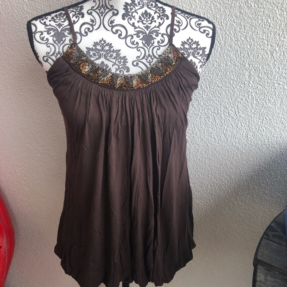 Jewel Brown Spaghetti Strap Blouse/ Top - Picture 1 of 4